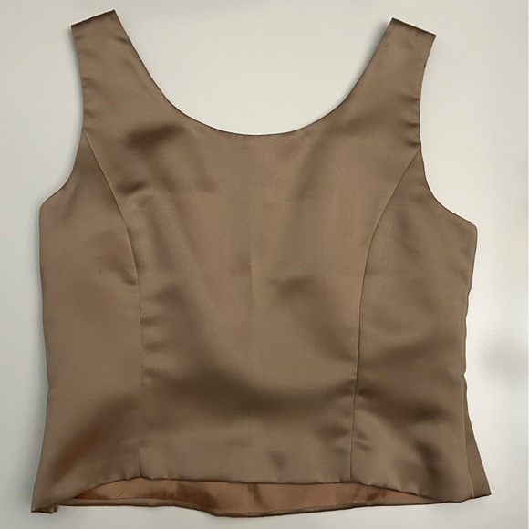 Vintage VIE by Victoria Royal Women's Taupe Shell Crop Lined Side-Zip Sz 10 - Picture 2 of 13